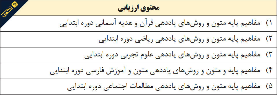 آزمون استخدامی آموزگار ابتدایی - حیطه تخصصی